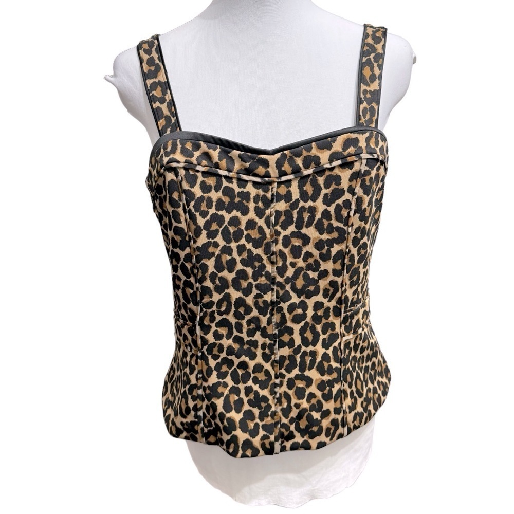 New White House Black Market Leopard print removable strap Corset top Sz 12